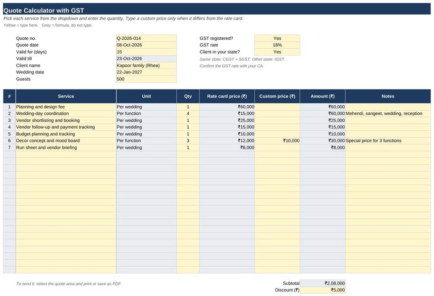03 Quotes and Packages — Quote Calculator with GST